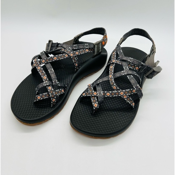 Chaco Shoes - CHACO WOMEN’S STRAPPY OUTDOOR ADVENTURE SANDALS GRAY/ORANGE SIZE 7